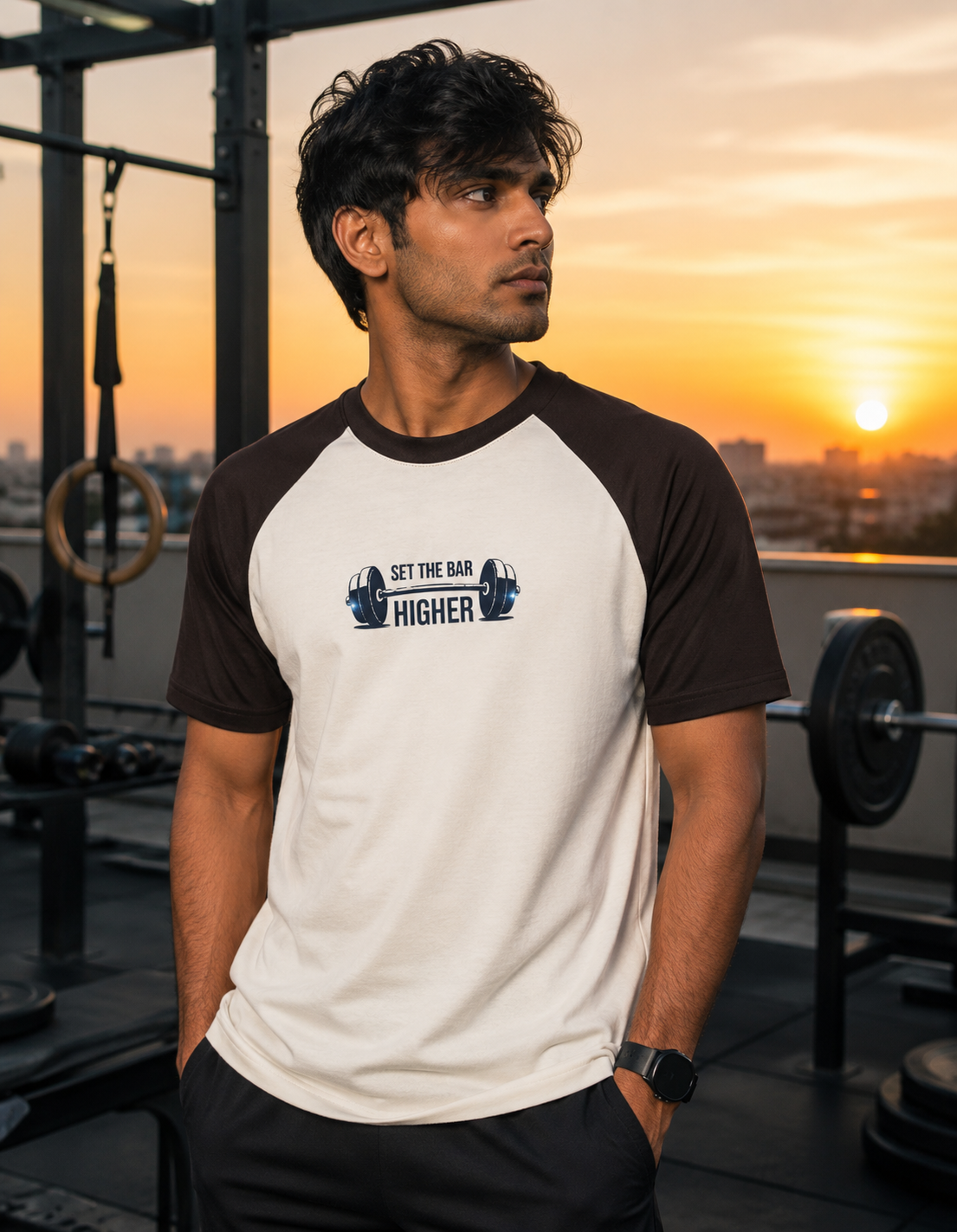 Gym Bar - Oversized Raglan Round Neck T-shirt
