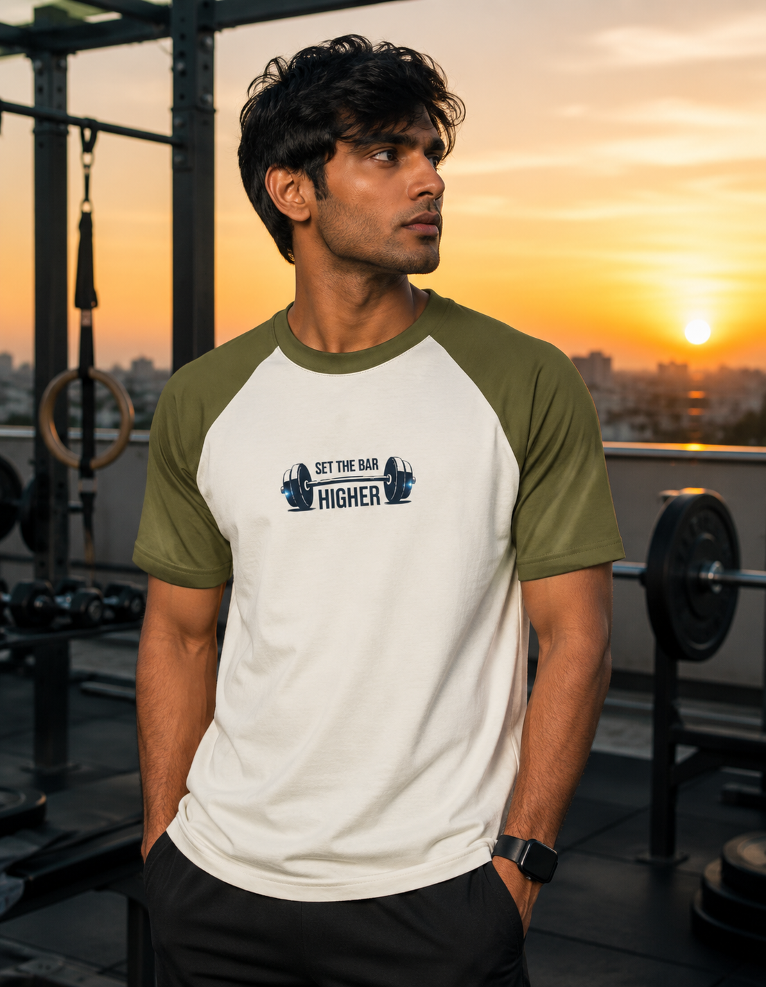 Gym Bar - Oversized Raglan Round Neck T-shirt