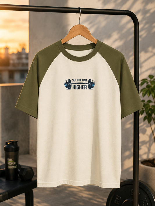Gym Bar - Oversized Raglan Round Neck T-shirt