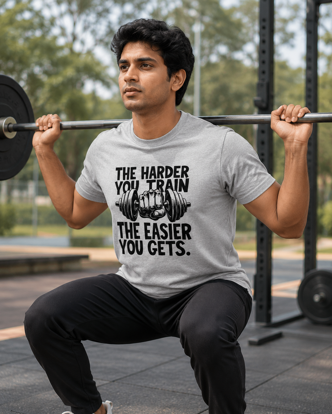 Train Harder - Round Neck T-Shirt