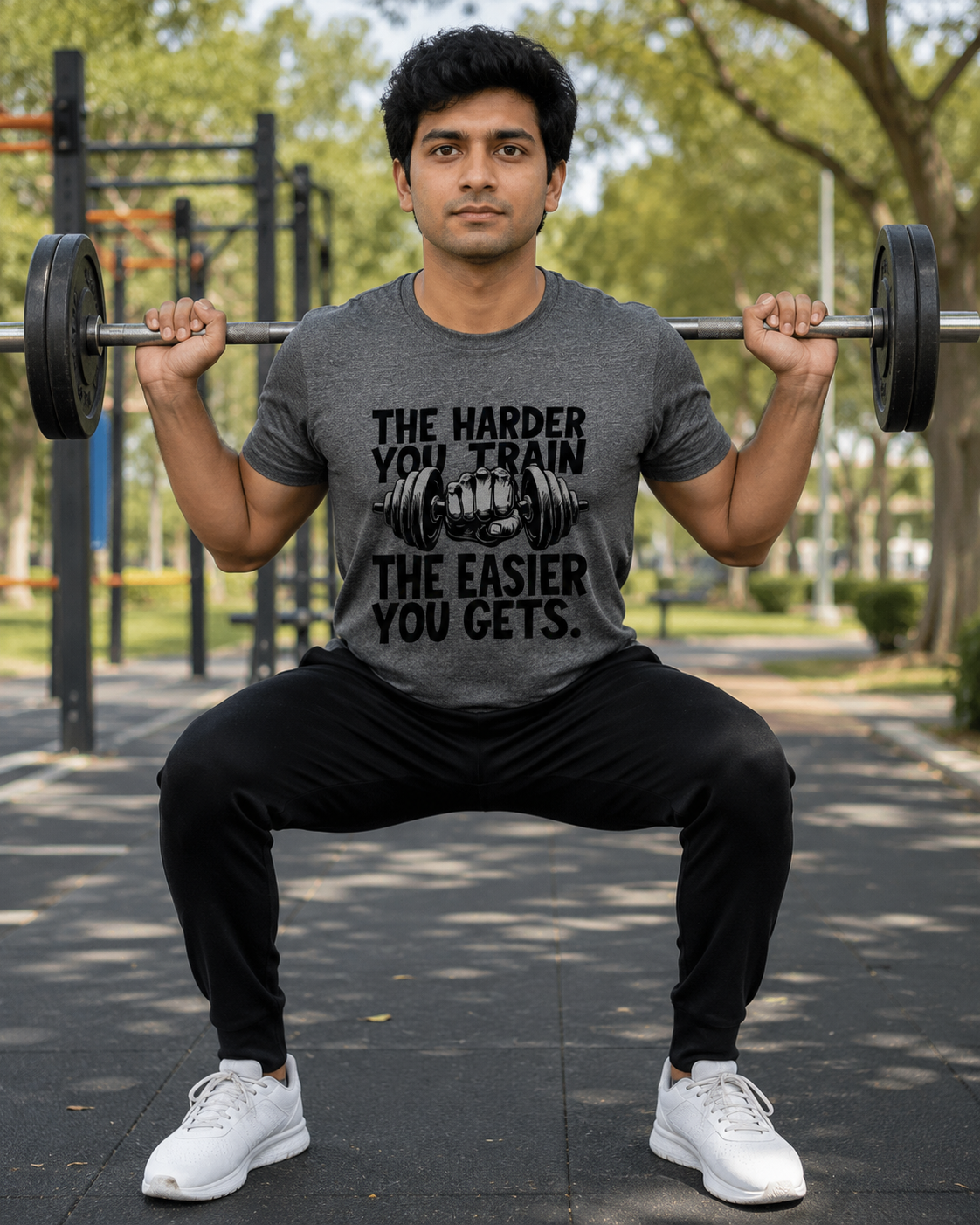 Train Harder - Round Neck T-Shirt