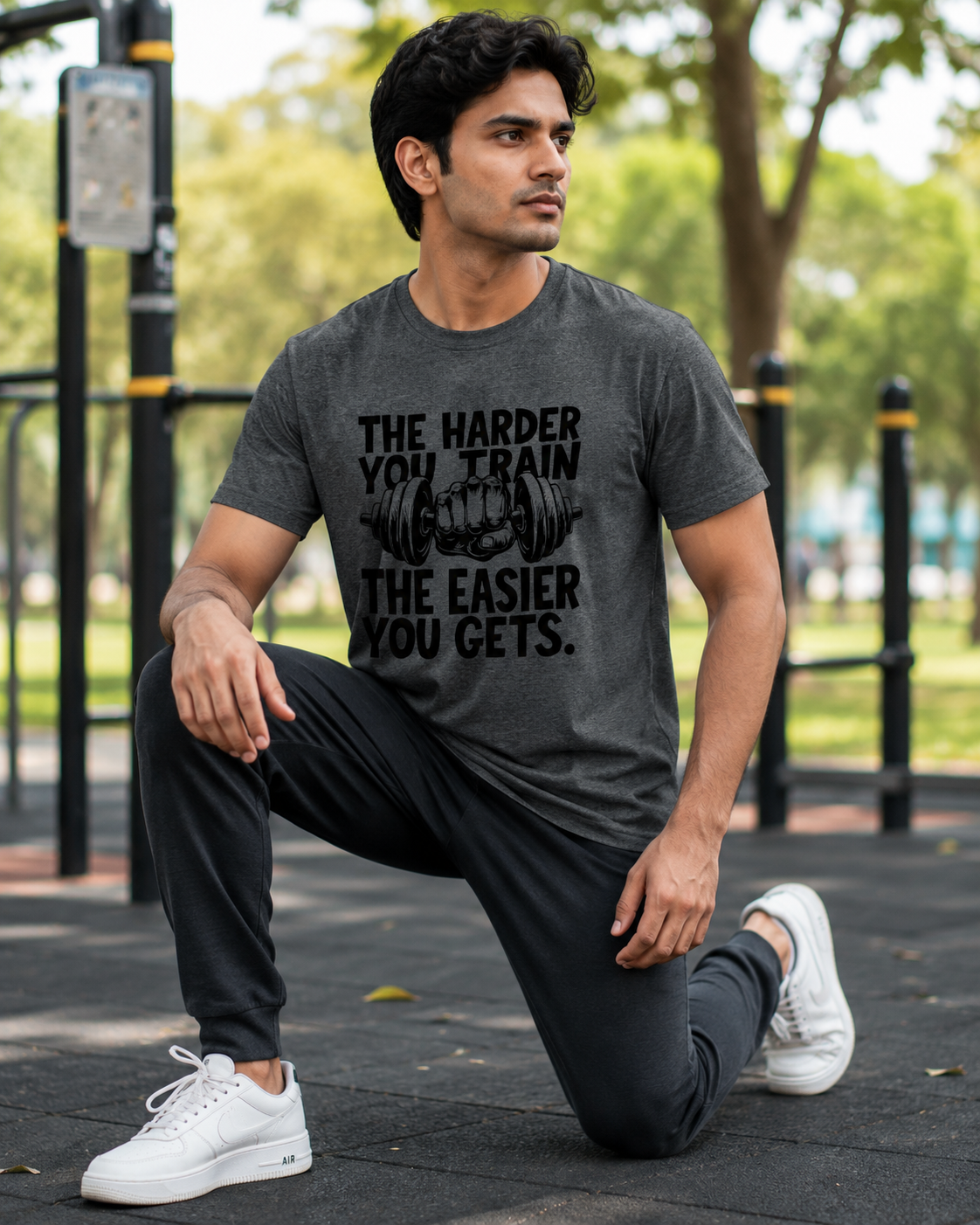 Train Harder - Round Neck T-Shirt