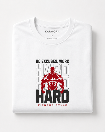 WORK HARD - Round Neck T-Shirt