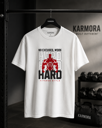 WORK HARD - Round Neck T-Shirt