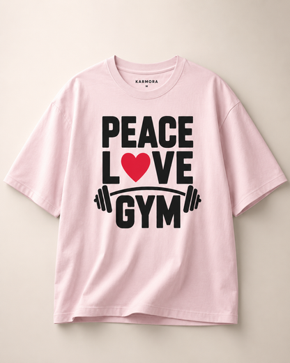 PEACE LOVE GYM COUPLE - Unisex Oversized  T-Shirt