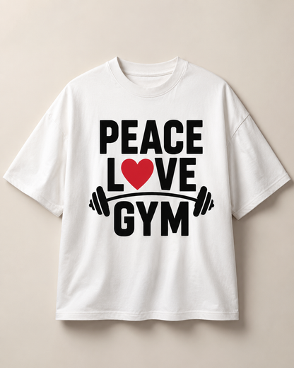 PEACE LOVE GYM - Round Neck Unisex T-Shirt