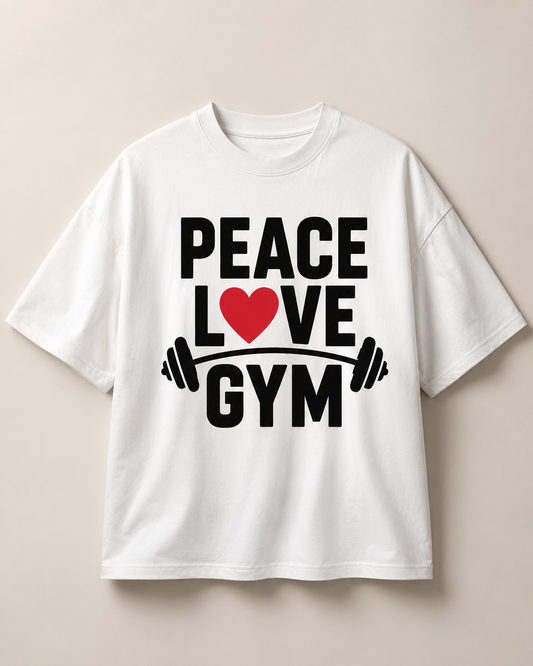 PEACE LOVE GYM - Round Neck Unisex T-Shirt