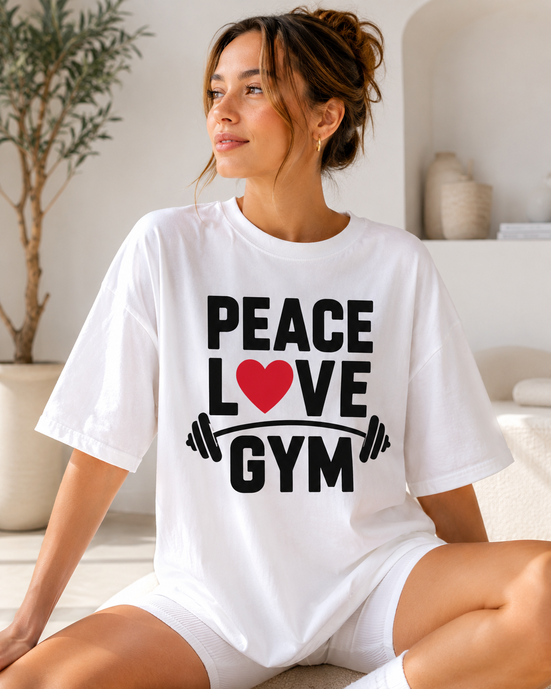 PEACE LOVE GYM - Round Neck Unisex T-Shirt