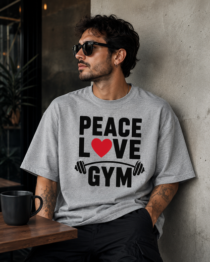 PEACE LOVE GYM - Round Neck Unisex T-Shirt