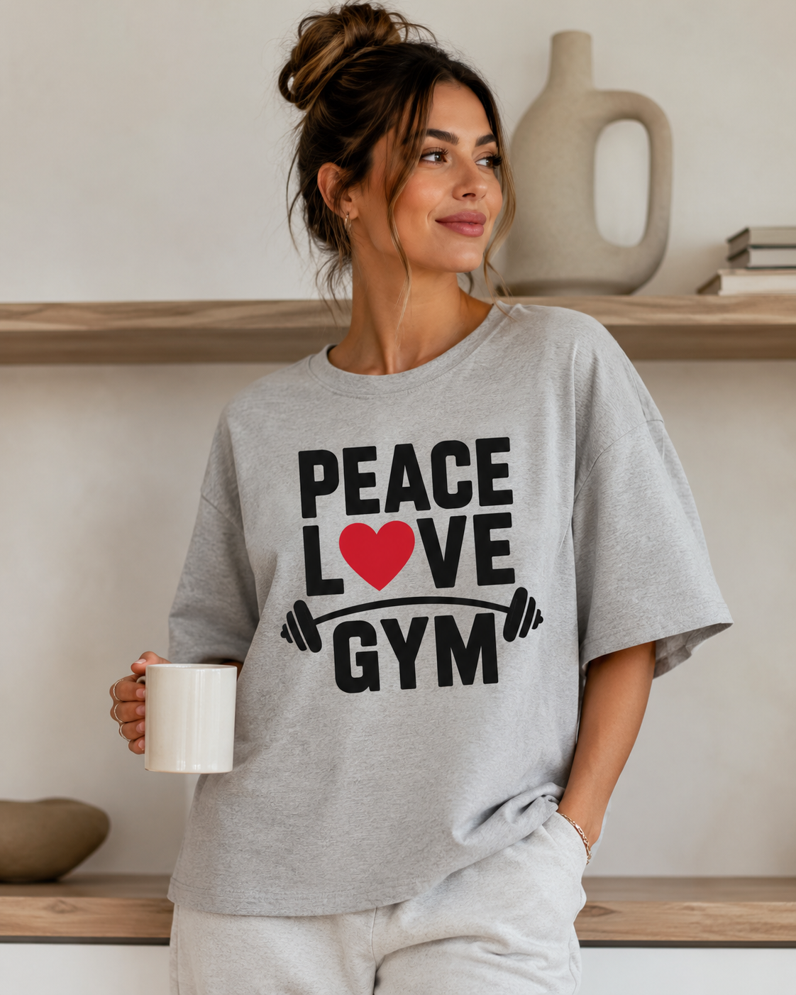 PEACE LOVE GYM - Round Neck Unisex T-Shirt