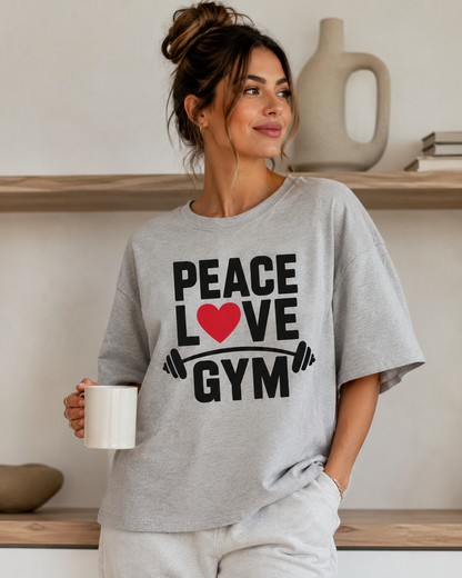 PEACE LOVE GYM - Round Neck Unisex T-Shirt