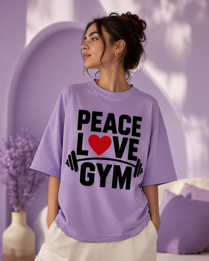 PEACE LOVE GYM - Round Neck Unisex T-Shirt
