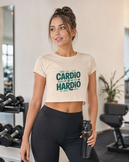CARDIO IS HARDIO - Round Neck Crop Top