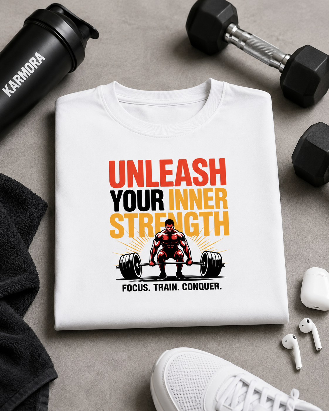 FOCUS TRAIN CONQUER - Round Neck Unisex T-Shirt