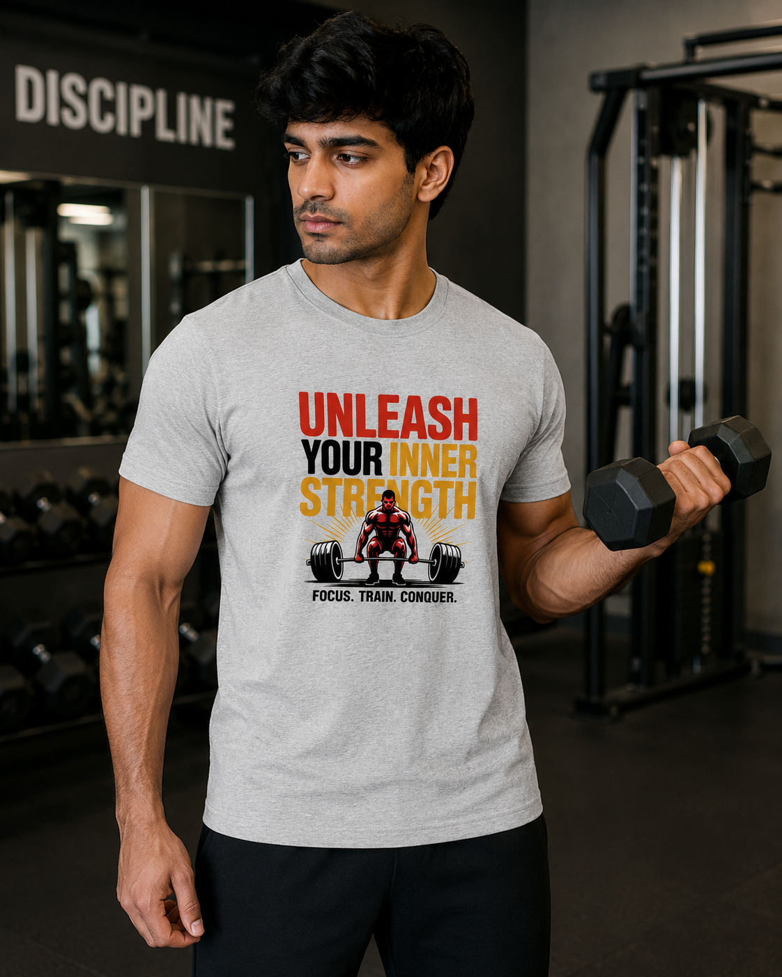 FOCUS TRAIN CONQUER - Round Neck Unisex T-Shirt