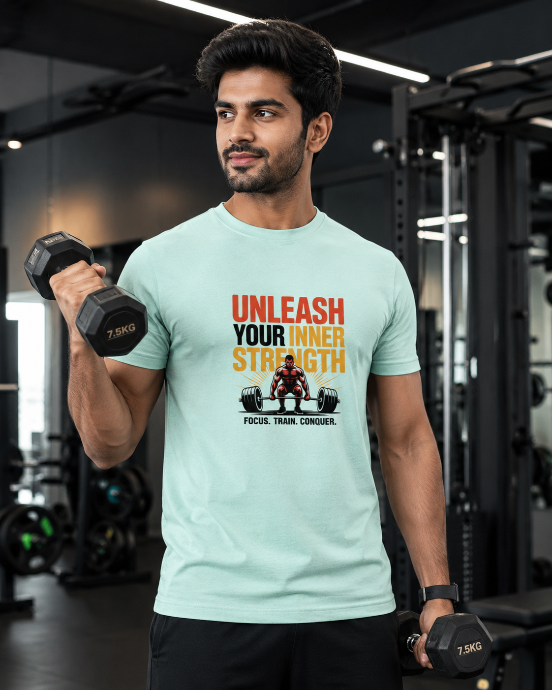 FOCUS TRAIN CONQUER - Round Neck Unisex T-Shirt
