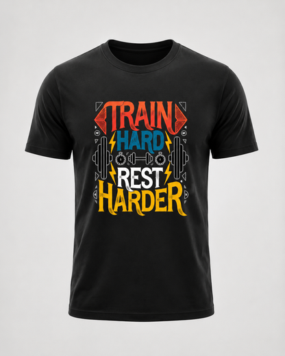 TRAIN HARD REST HARDER - Round Neck Unisex T-Shirt