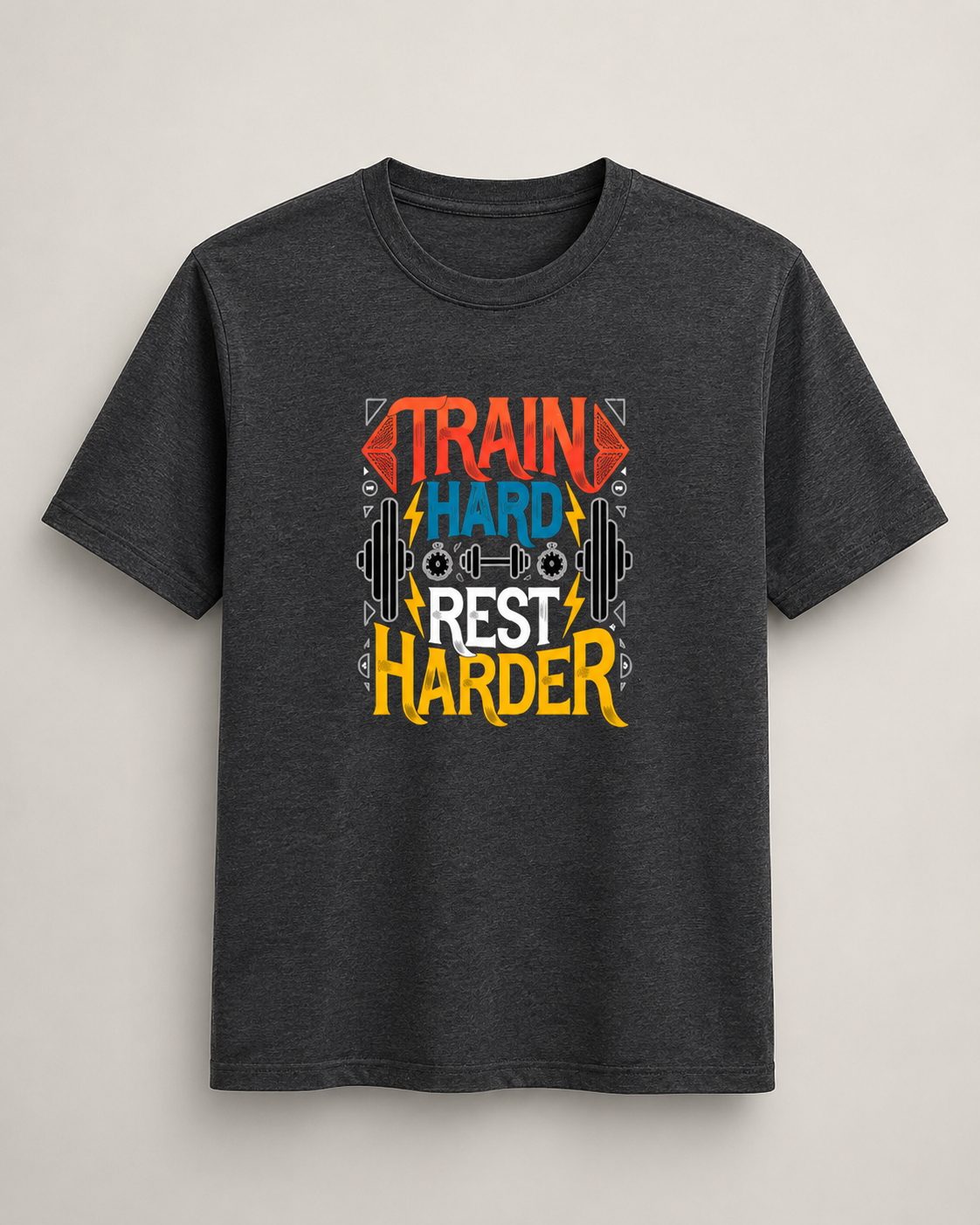 TRAIN HARD REST HARDER - Round Neck Unisex T-Shirt