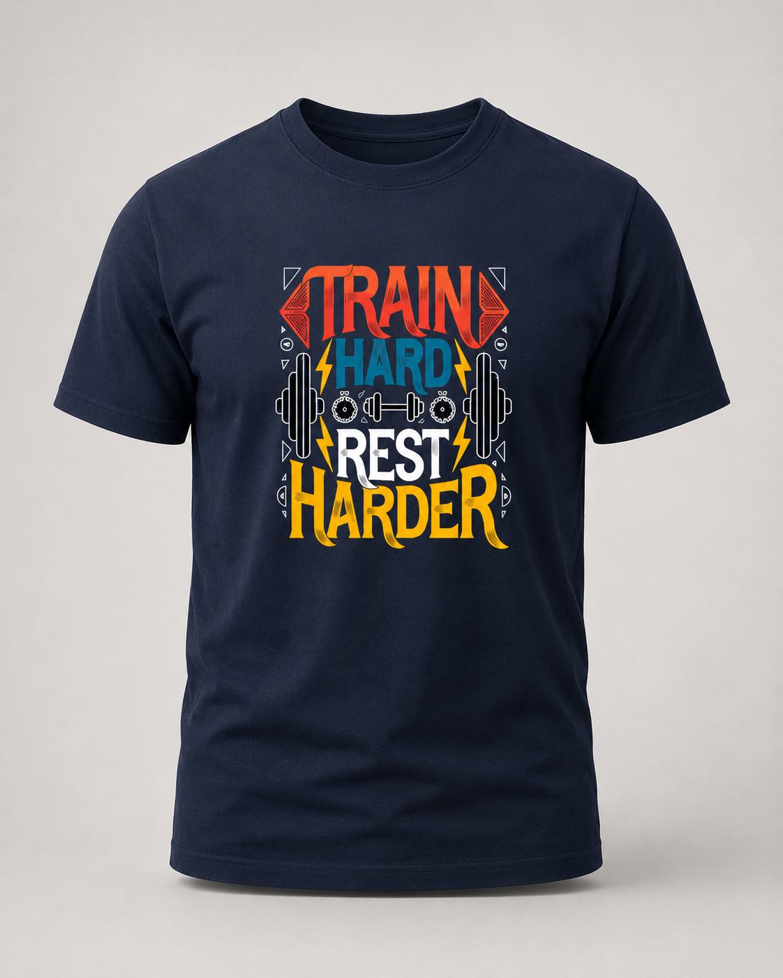 TRAIN HARD REST HARDER - Round Neck Unisex T-Shirt
