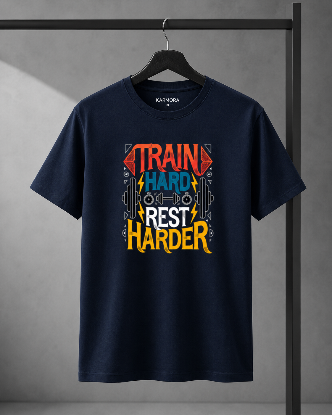 TRAIN HARD REST HARDER - Round Neck Unisex T-Shirt