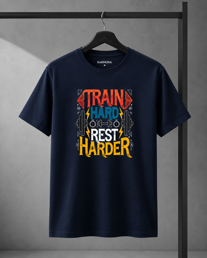 TRAIN HARD REST HARDER - Round Neck Unisex T-Shirt