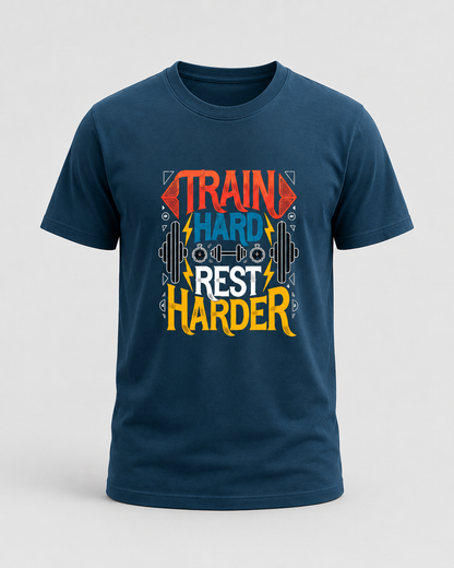 TRAIN HARD REST HARDER - Round Neck Unisex T-Shirt