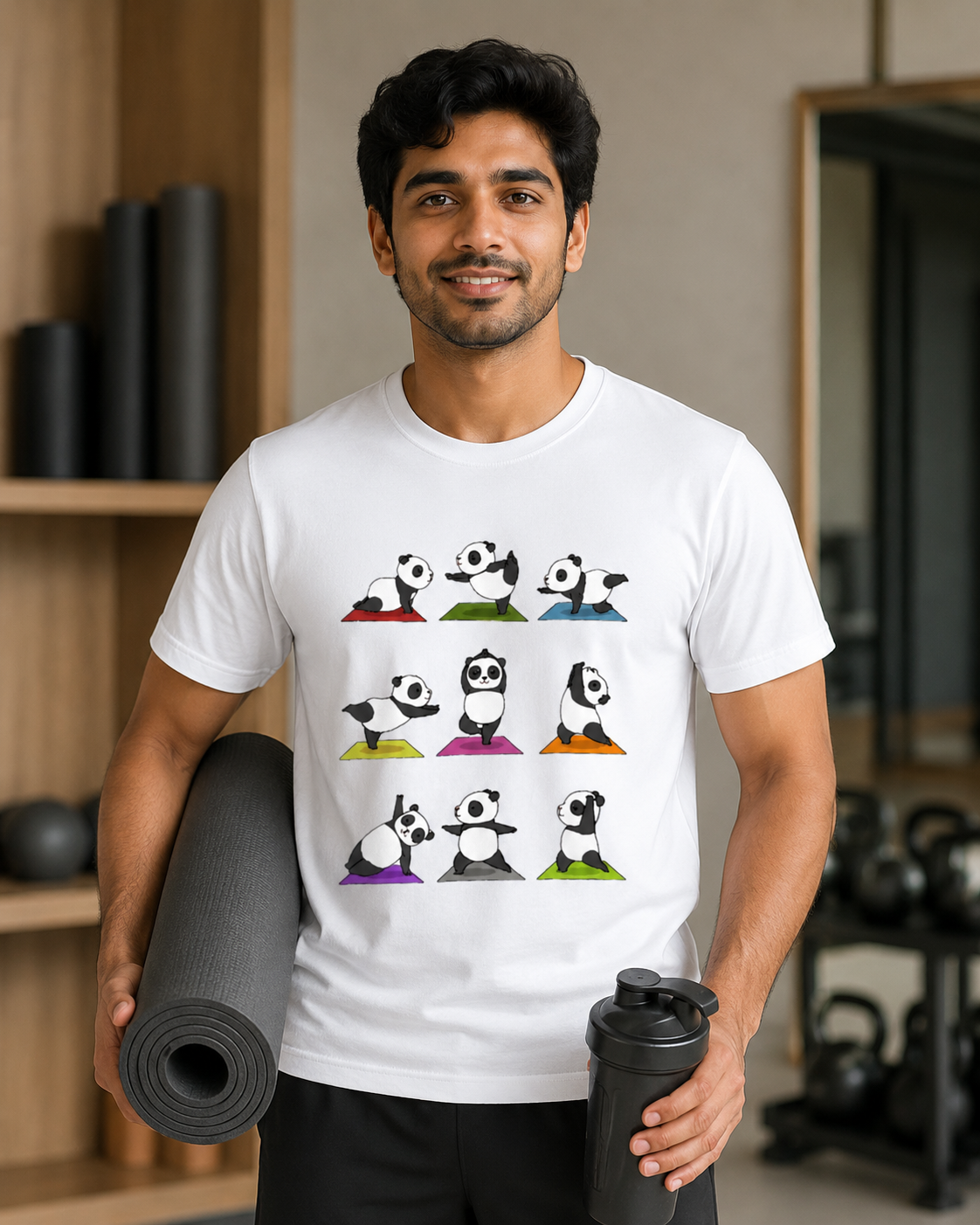 Yoga Panda - Round Neck Unisex T-Shirt