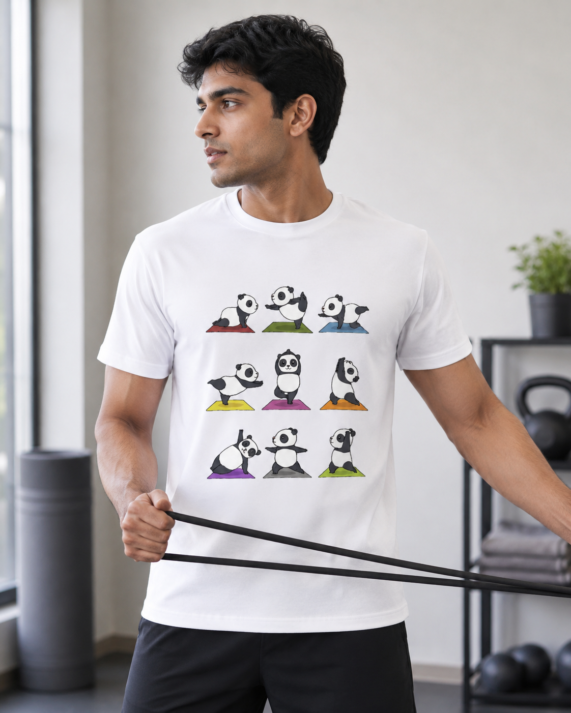 Yoga Panda - Round Neck Unisex T-Shirt