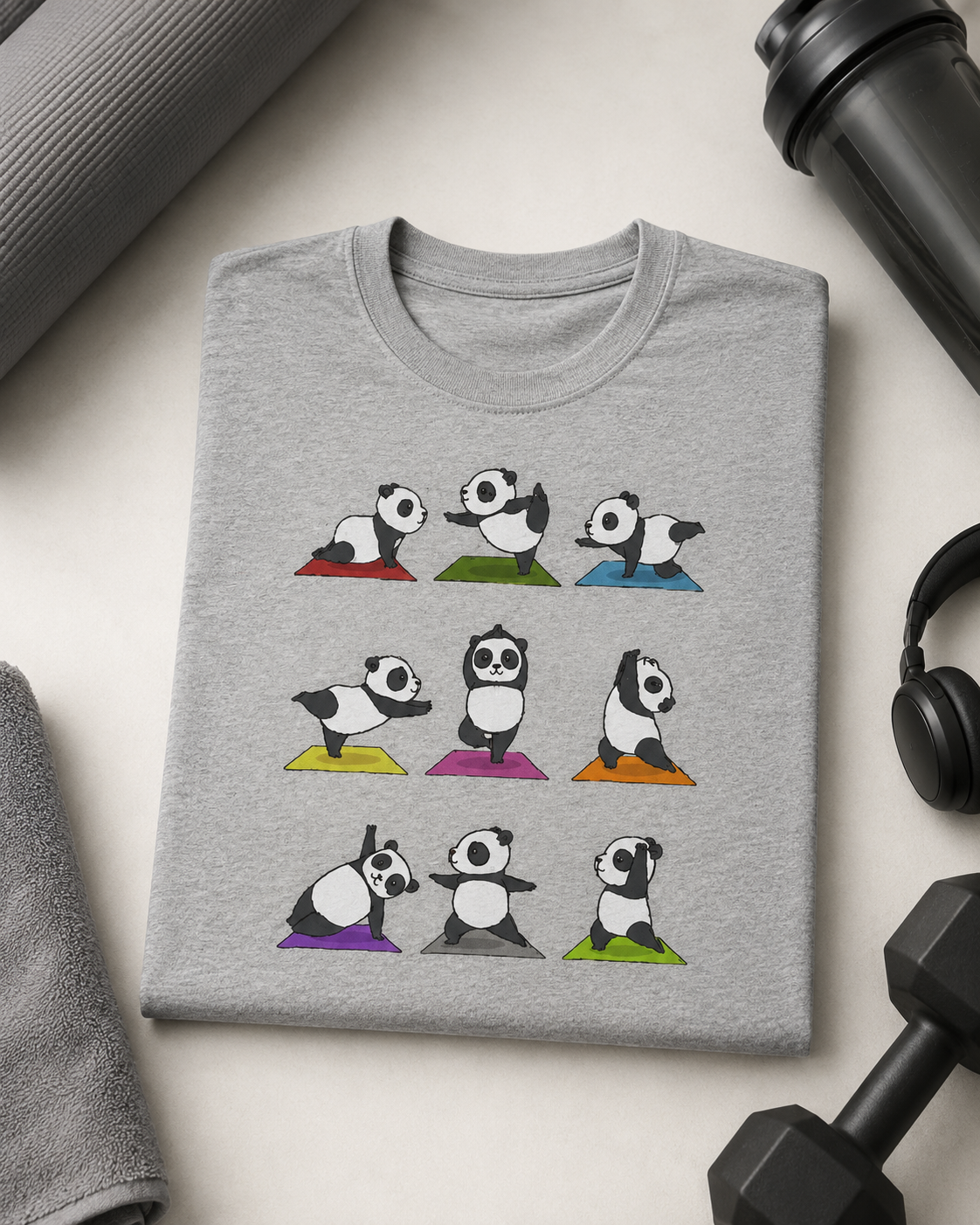 Yoga Panda - Round Neck Unisex T-Shirt
