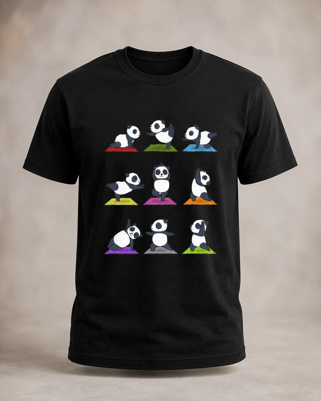 Yoga Panda - Round Neck Unisex T-Shirt