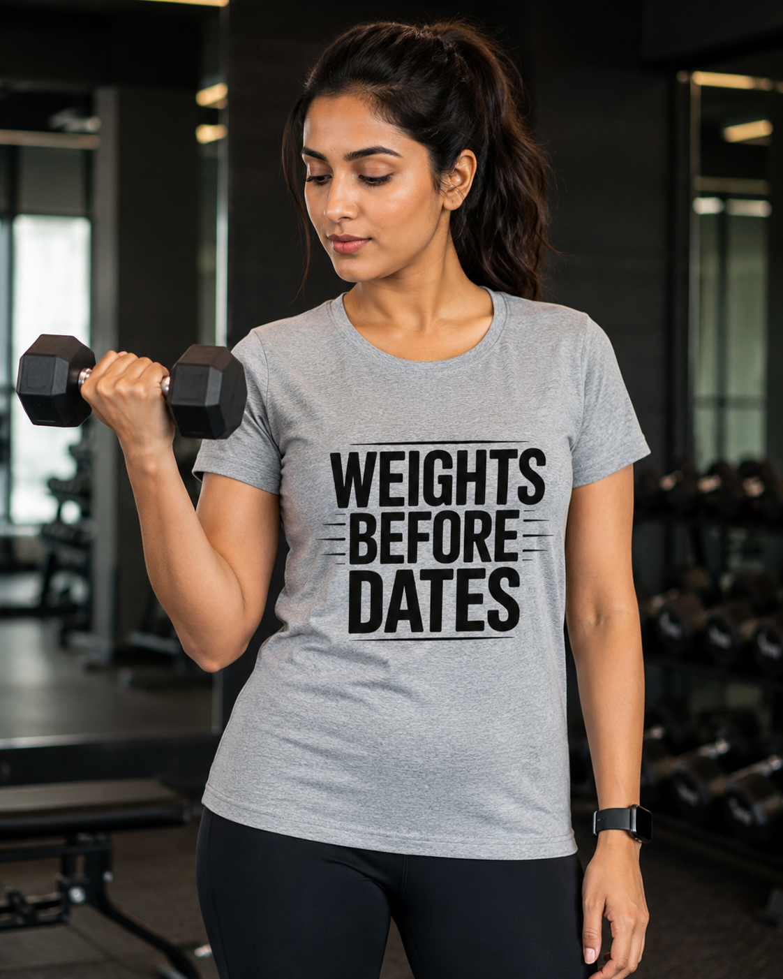 WEIGHTS BEFORE DATES - Round Neck Women's  T-Shirt