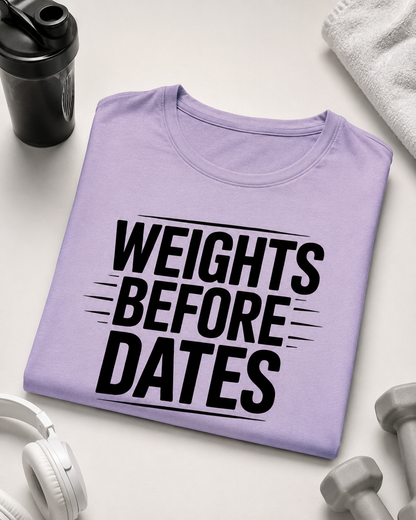 WEIGHTS BEFORE DATES - Round Neck Women's  T-Shirt