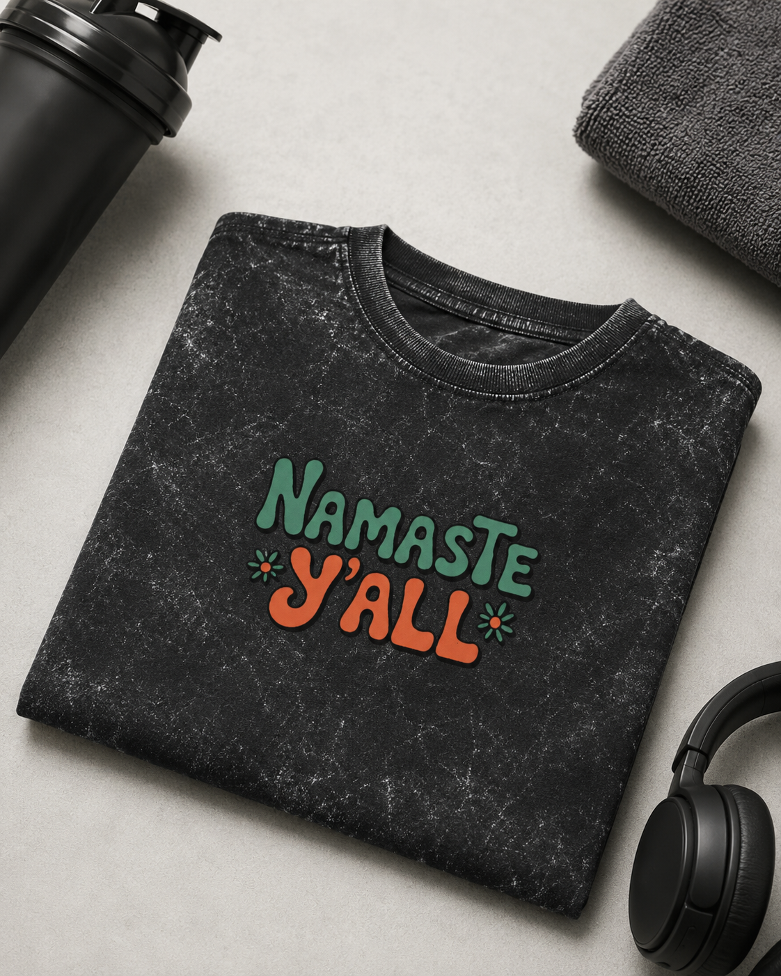 NAMASTE Y'ALL - Unisex Acid Washed Oversized Tee