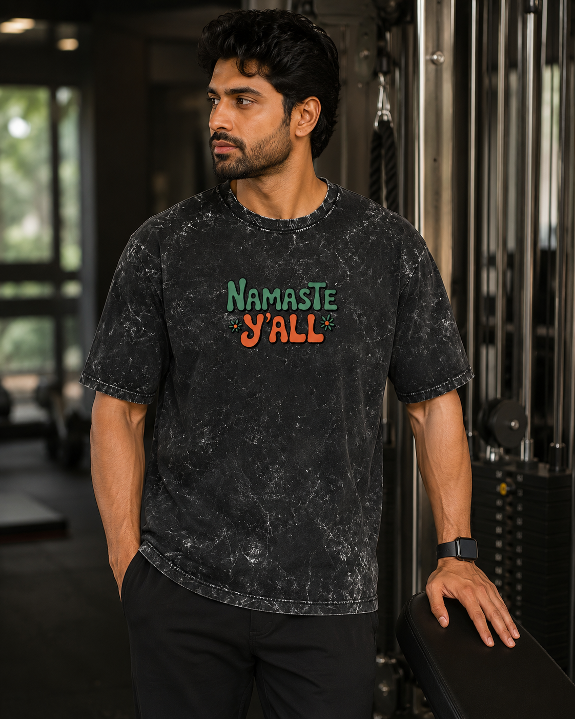 NAMASTE Y'ALL - Unisex Acid Washed Oversized Tee