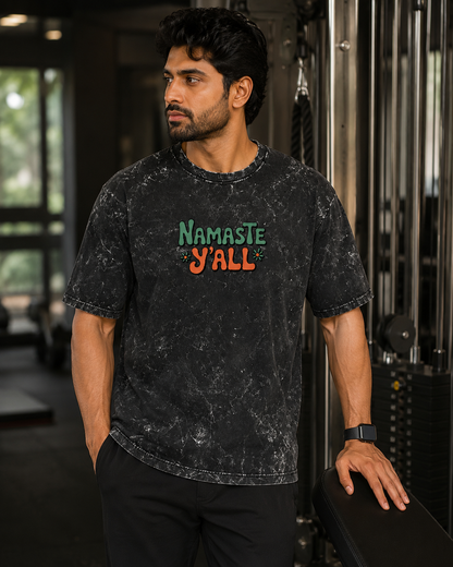 NAMASTE Y'ALL - Unisex Acid Washed Oversized Tee