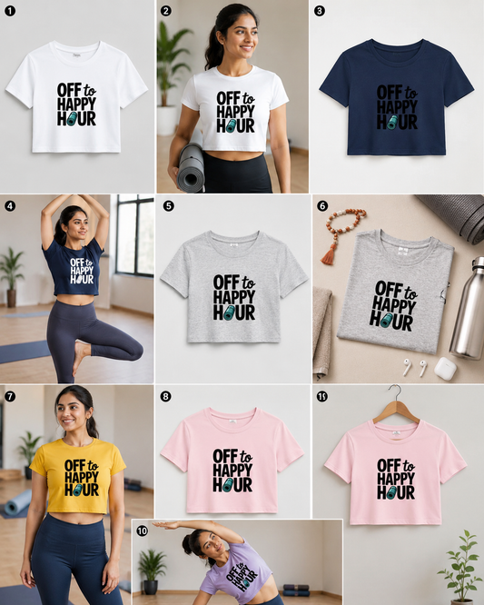 HAPPY HOUR - Round Neck Crop Top