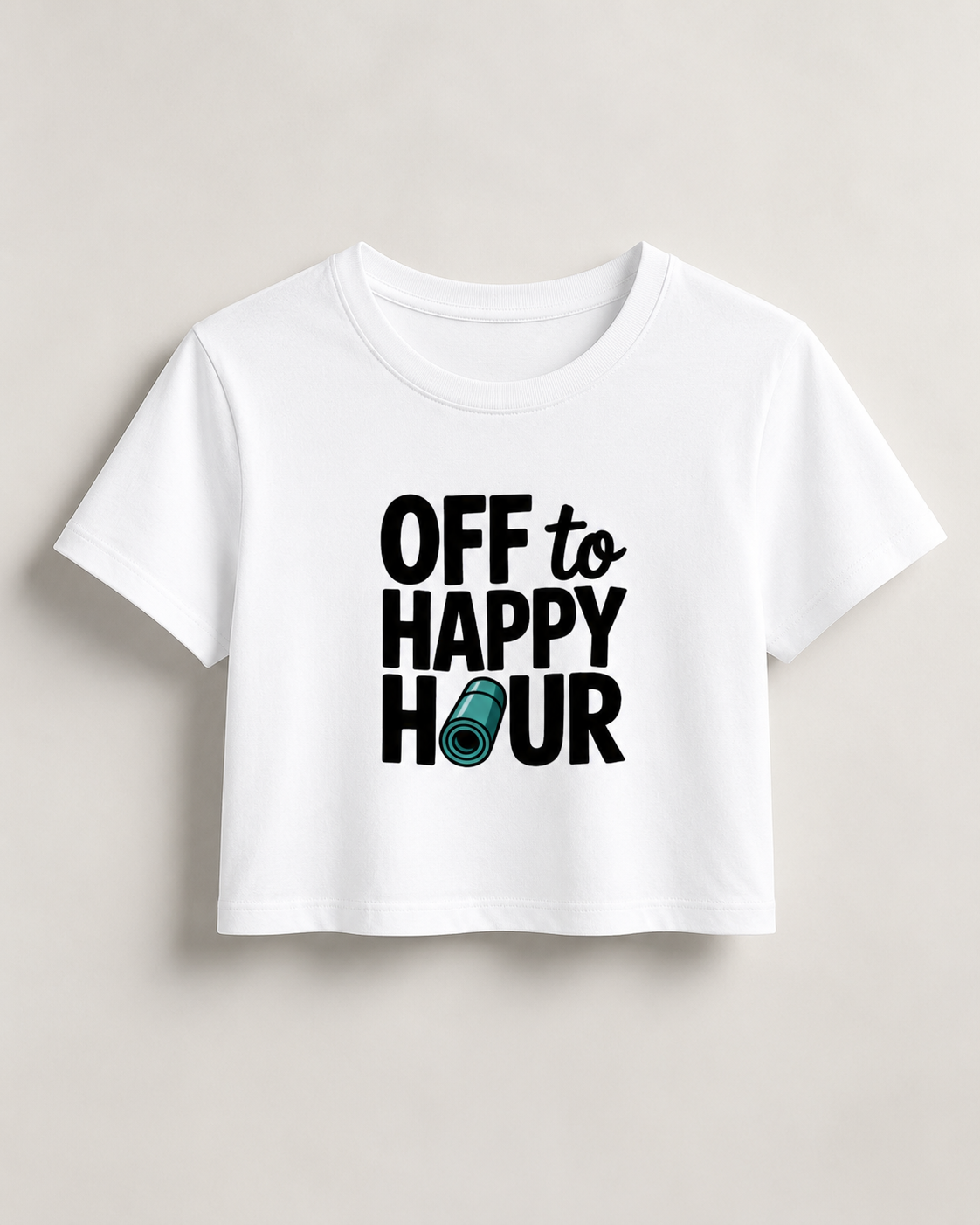 HAPPY HOUR - Round Neck Crop Top