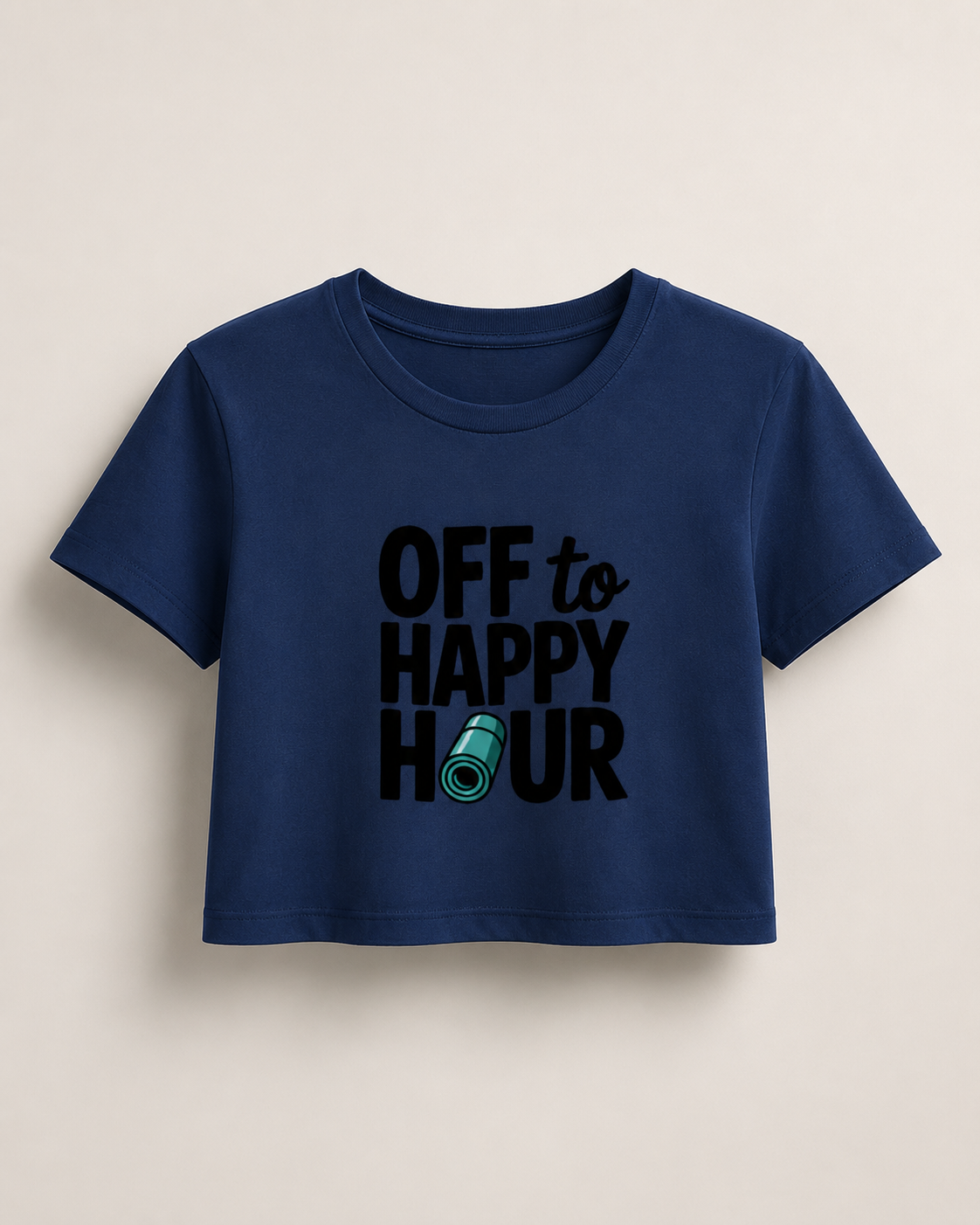 HAPPY HOUR - Round Neck Crop Top