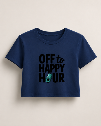 HAPPY HOUR - Round Neck Crop Top