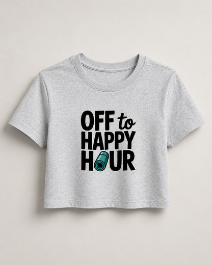 HAPPY HOUR - Round Neck Crop Top