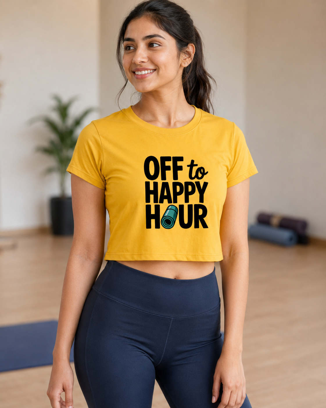 HAPPY HOUR - Round Neck Crop Top