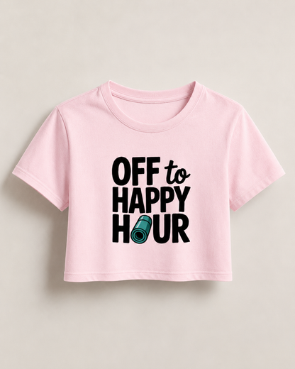 HAPPY HOUR - Round Neck Crop Top
