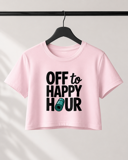 HAPPY HOUR - Round Neck Crop Top
