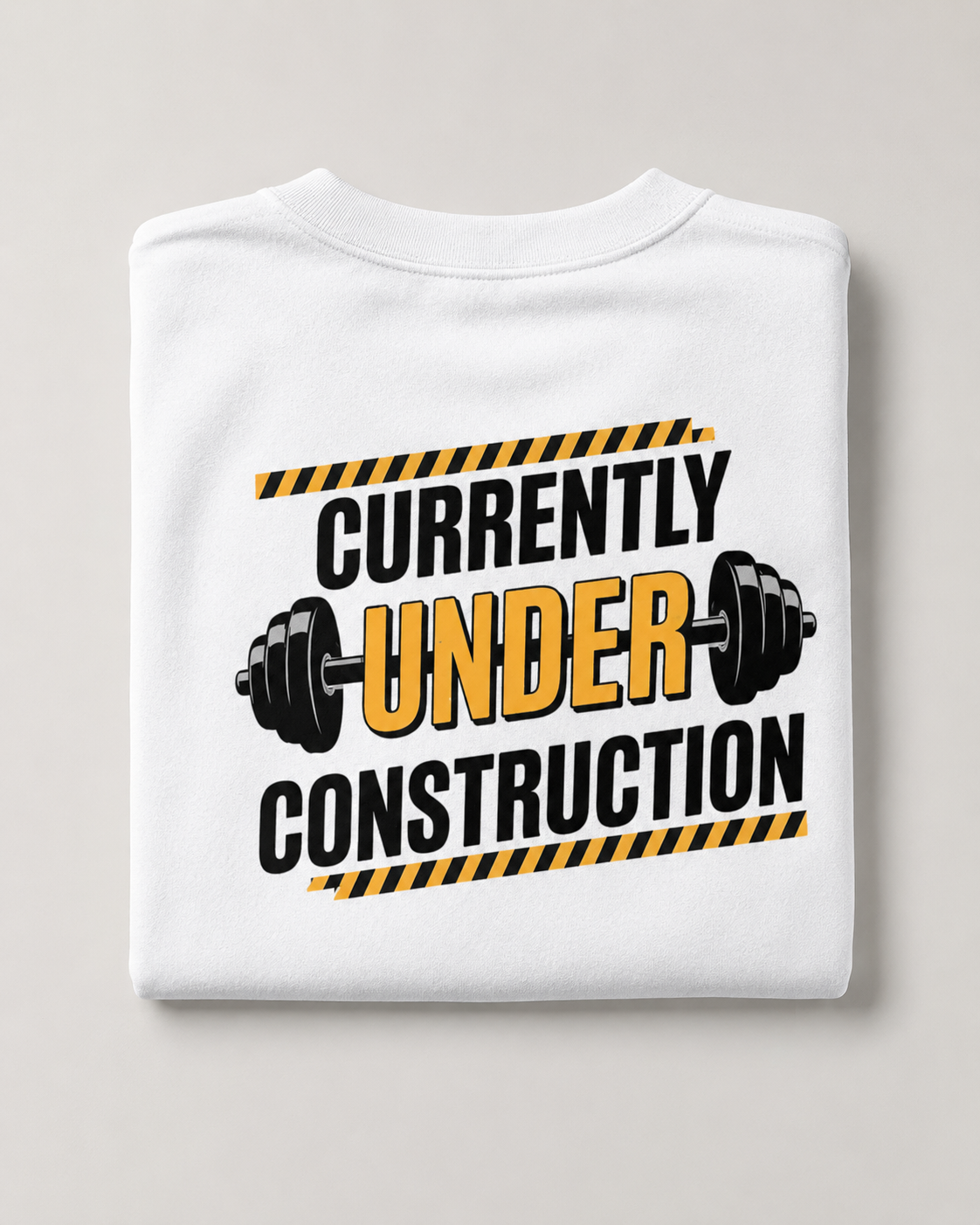 Back Print Under Construction - Round Neck T-Shirt