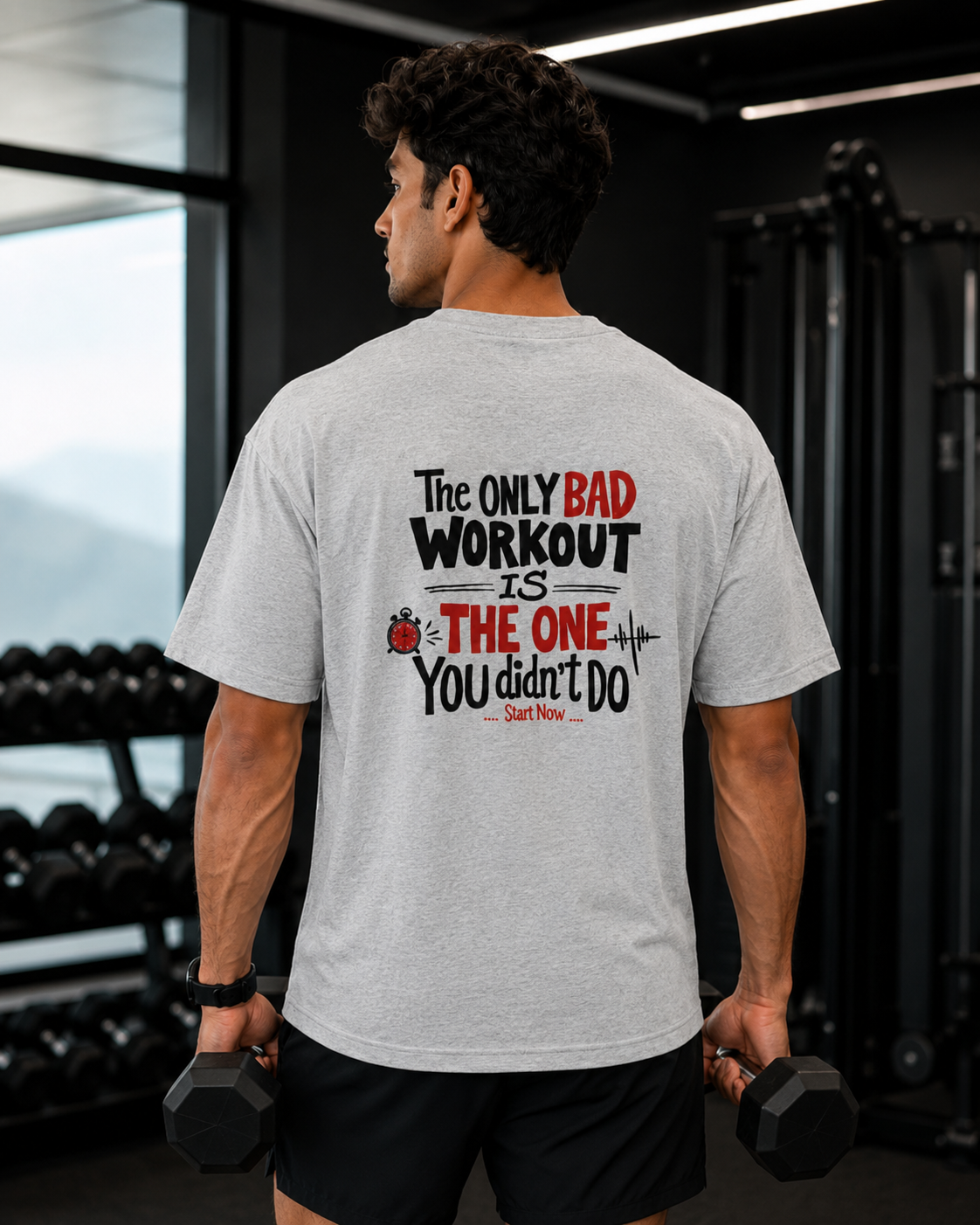 Back Print Workout - Unisex Oversized T-Shirt