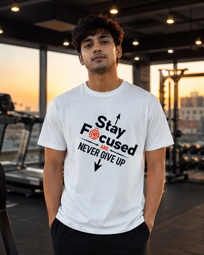 Never Give Up - Round Neck T-Shirt