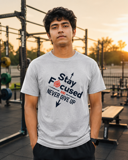 Never Give Up - Round Neck T-Shirt
