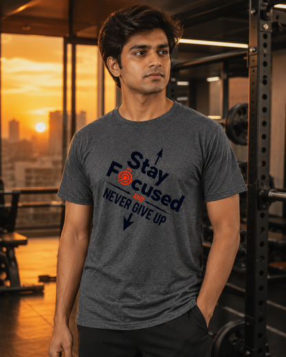 Never Give Up - Round Neck T-Shirt