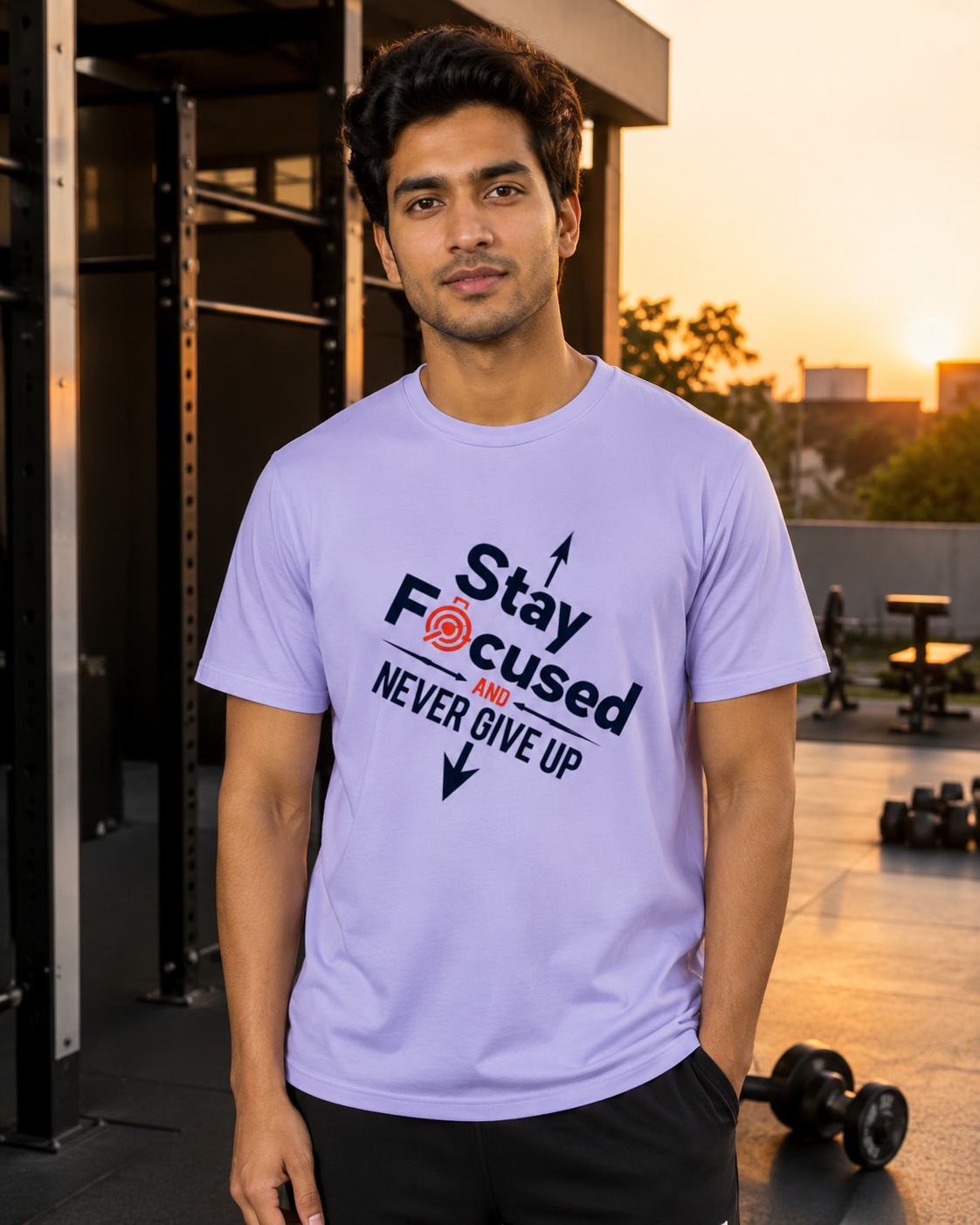 Never Give Up - Round Neck T-Shirt
