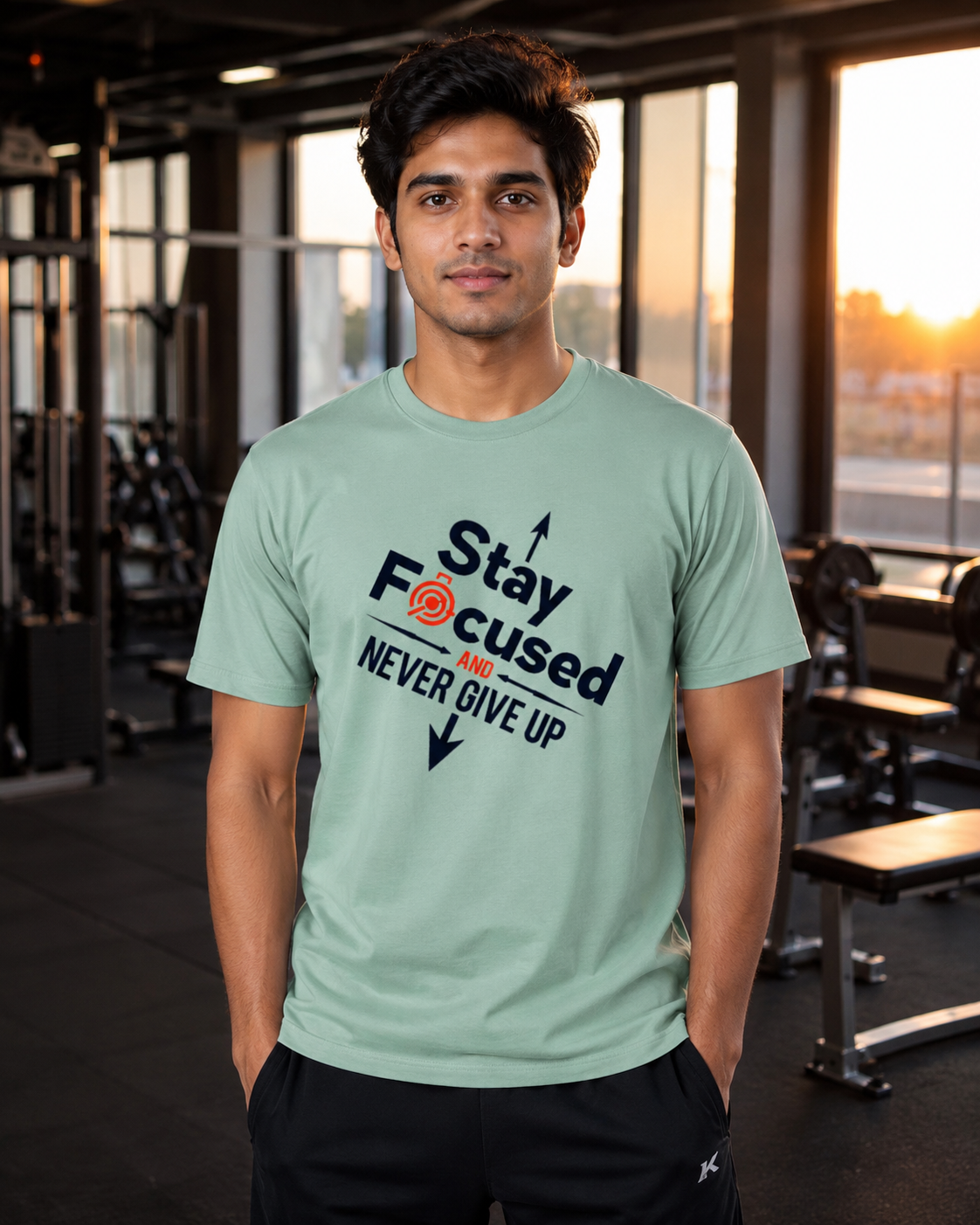 Never Give Up - Round Neck T-Shirt